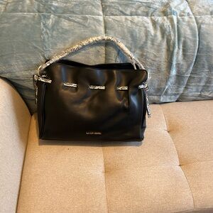 Badgley Mischka Black Shoulder Bag with Snake Handles